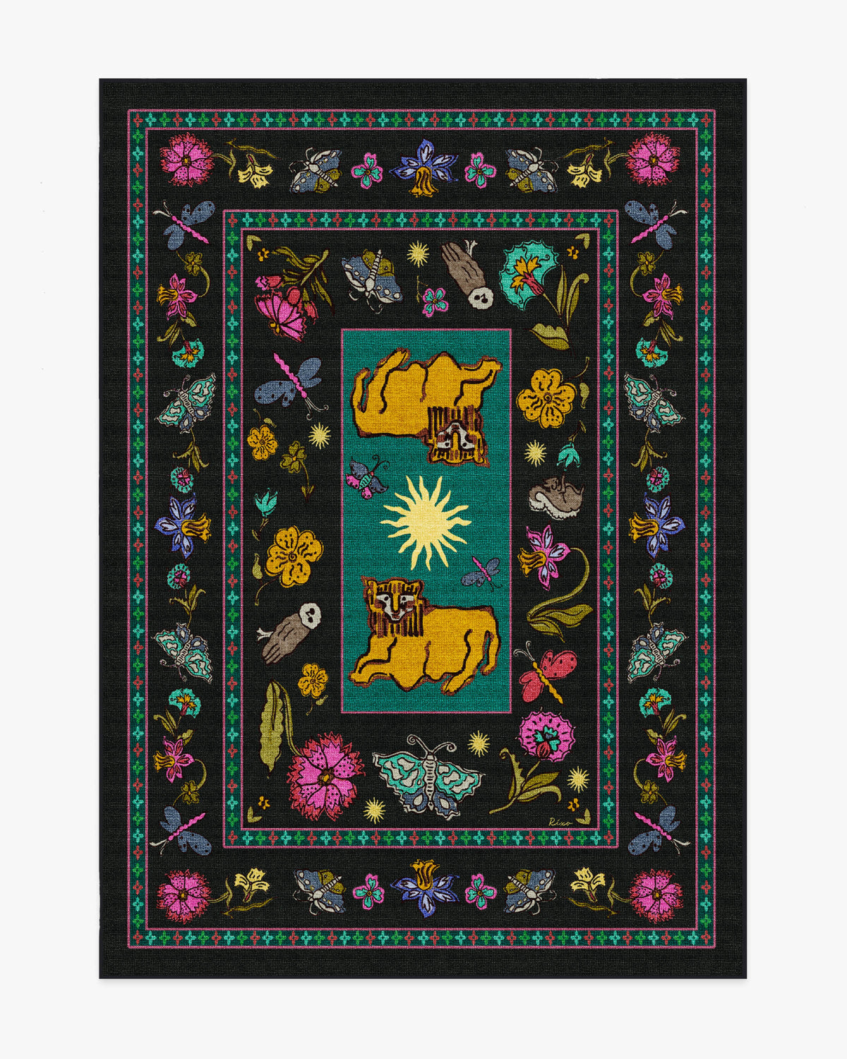 Lions Cub — Halı, Antrasit Çok Renkli, AREA, beyaz zemin, 5x7