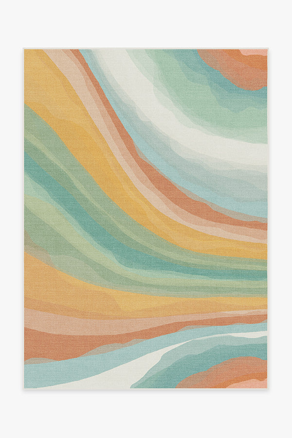 Watercolor Waves — Halı, Bakır Yeşim, AREA, beyaz zemin, 5x7