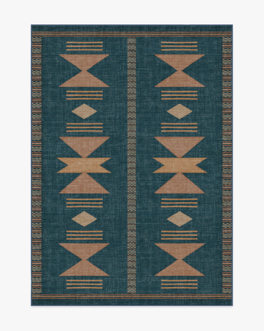 Lark — Halı, Mavi Gül, AREA, beyaz zemin, 5x7