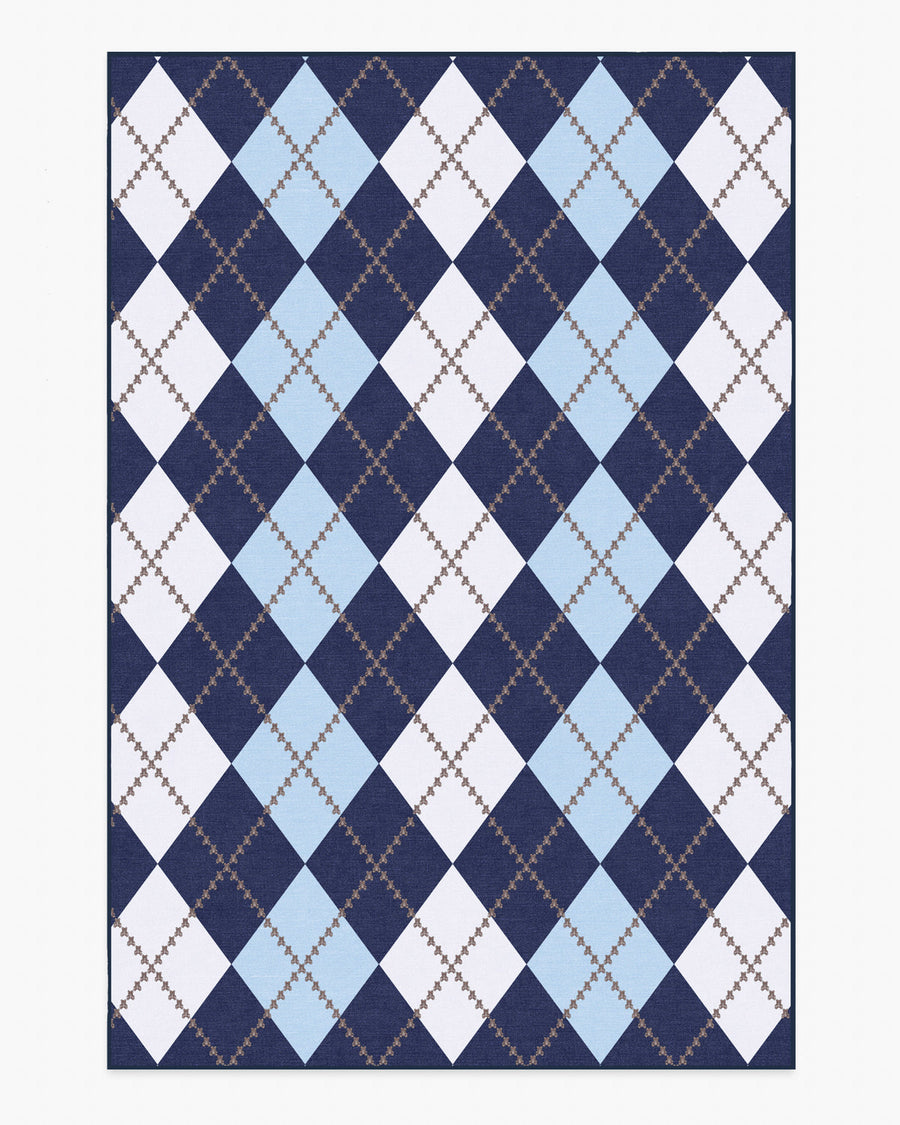 Teddy Bear Argyle — Halı, Lacivert Mavi, AREA, beyaz zemin, 6x9