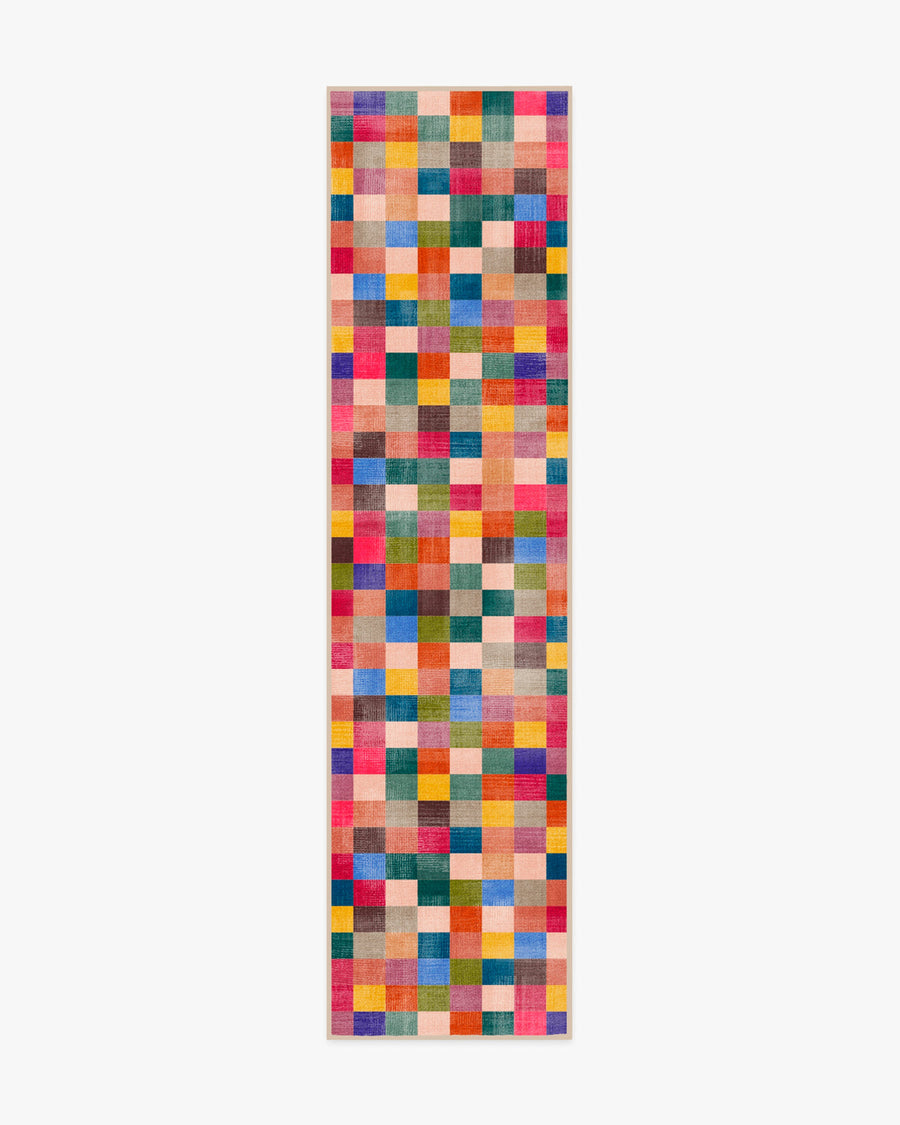 Grossy Confetti Check — Halı, Kırmızı, RUNNER, beyaz zemin, 2x10