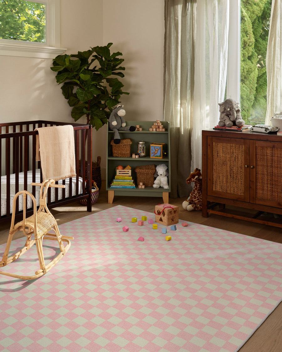 Lets Play Checkers — Halı, Pembe, AREA, yaşam alanı, 6x9