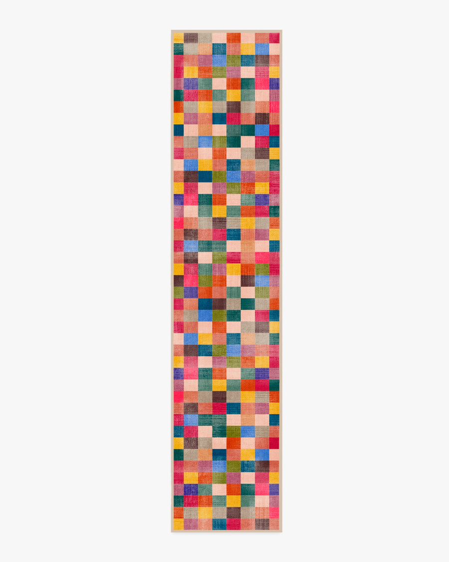 Grossy Confetti Check — Halı, Kırmızı, RUNNER, beyaz zemin, 2x12
