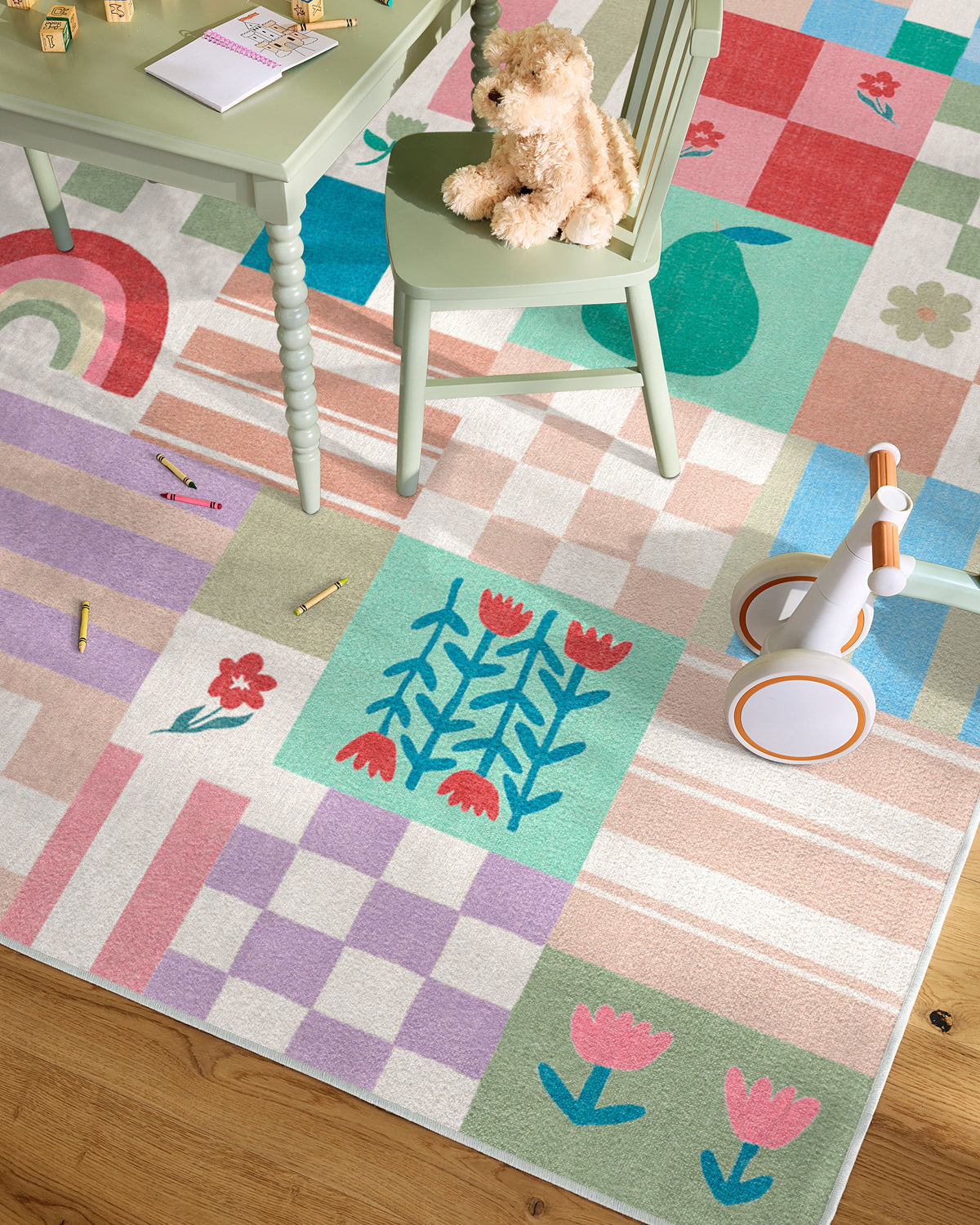 Hello Sunshine Patchwork — Halı, Çok Renkli, AREA, yaşam alanı, 8x10