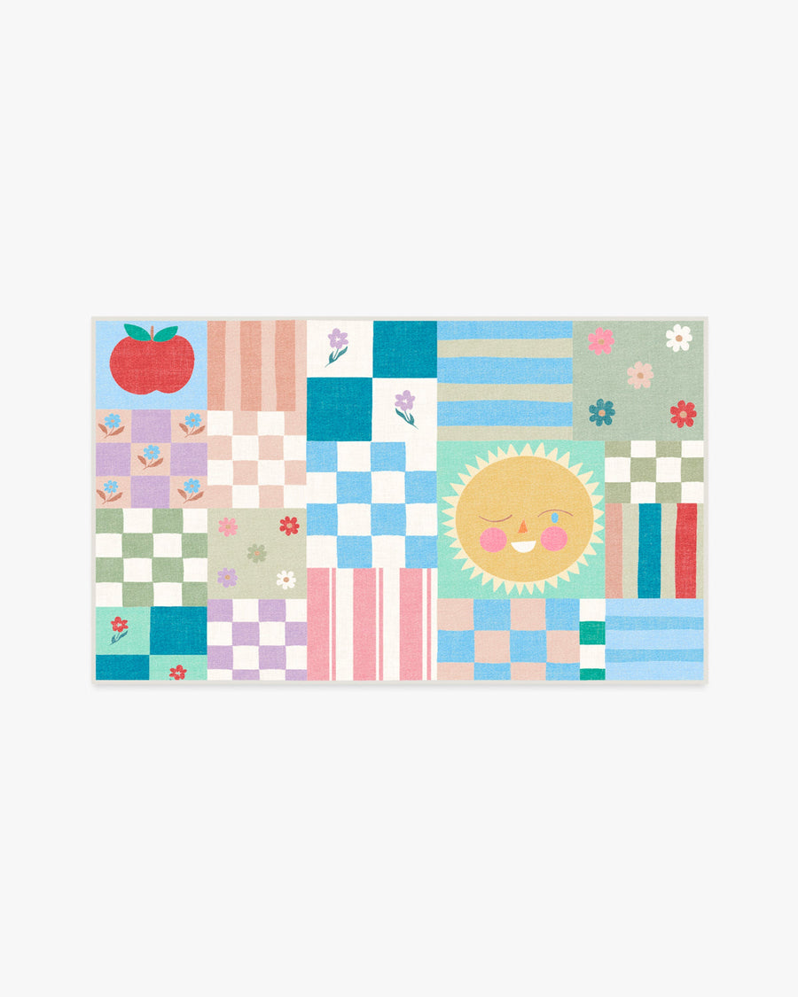 Hello Sunshine Patchwork — Halı, Çok Renkli, AREA, beyaz zemin, 3x5