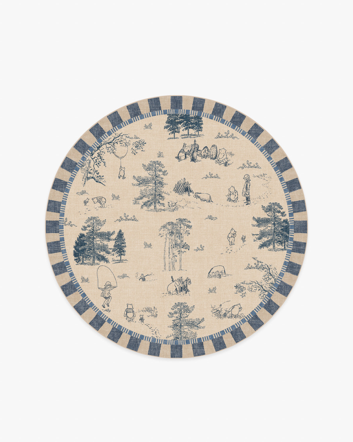 Storybook Grove — Halı, Doğal ve Mavi, ROUND, beyaz zemin, 6R