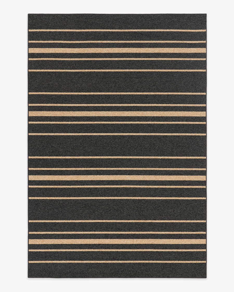 Arden Stripe Black Natural Performance Weave — Halı, Siyah, AREA, beyaz zemin, 6x9