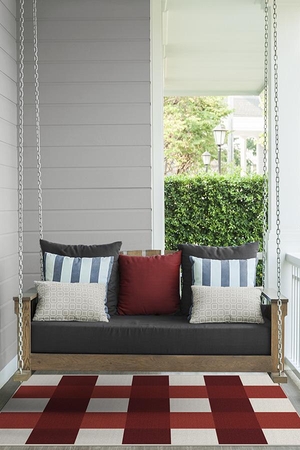 Gingham Plaid — Halı, Kırmızı Beyaz, AREA, yaşam alanı, 3x5