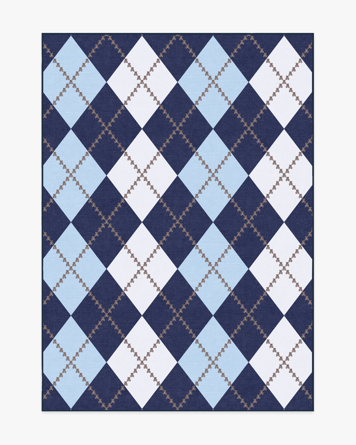 Teddy Bear Argyle — Halı, Lacivert Mavi, AREA, beyaz zemin, 5x7