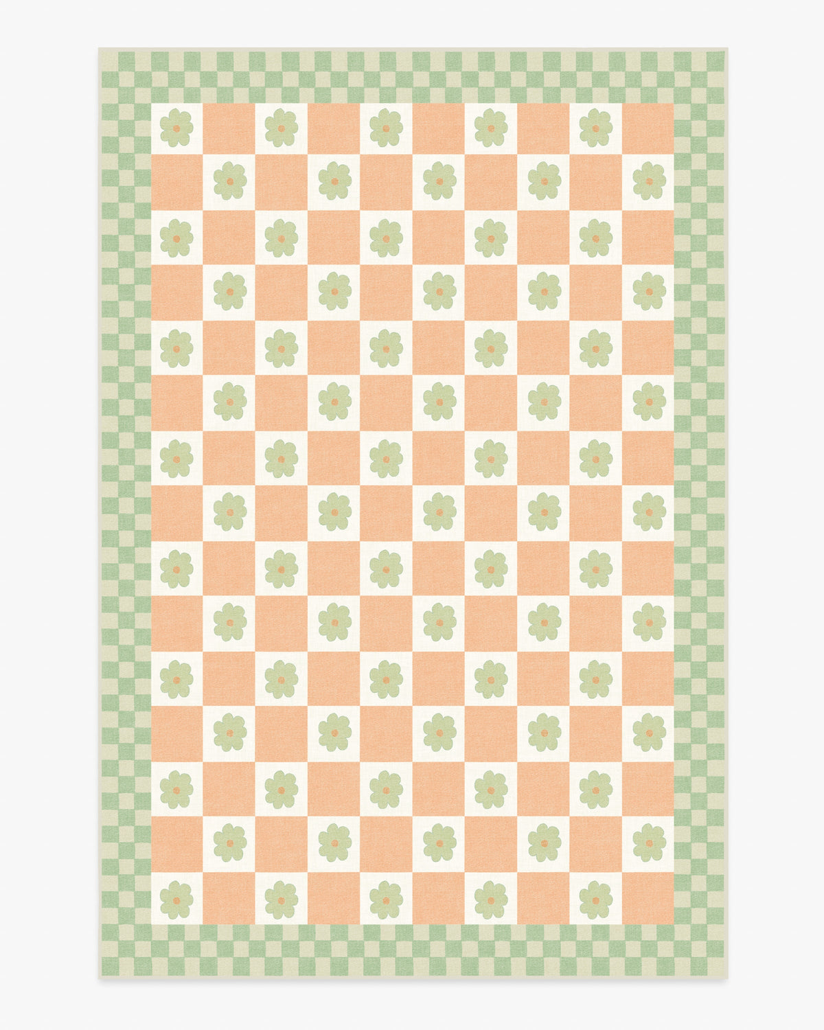 Mini Daisy Checkerboard — Halı, Turuncu, AREA, beyaz zemin, 6x9
