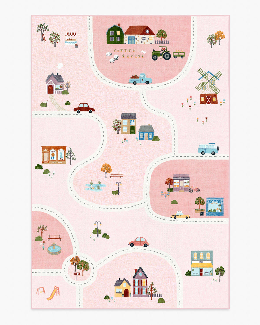 About Town — Halı, Pembe, AREA, beyaz zemin, 6x9