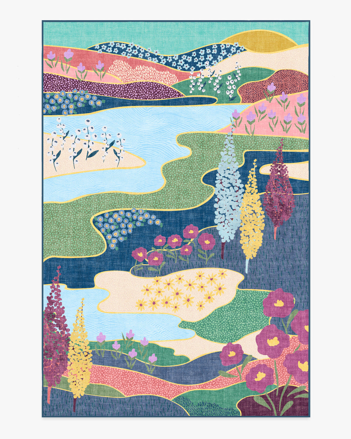 Dreamland — Halı, Blue, Green, ve Pembe, AREA, beyaz zemin, 6x9