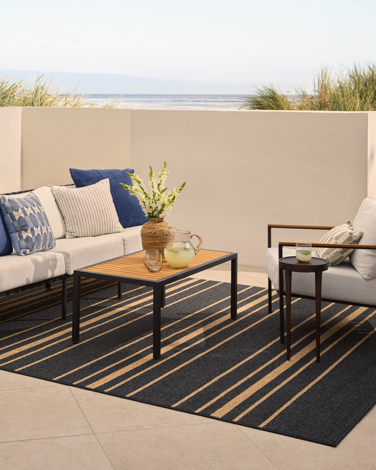 Arden Stripe Black Natural Performance Weave — Halı, Siyah, AREA, yaşam alanı, 8x10