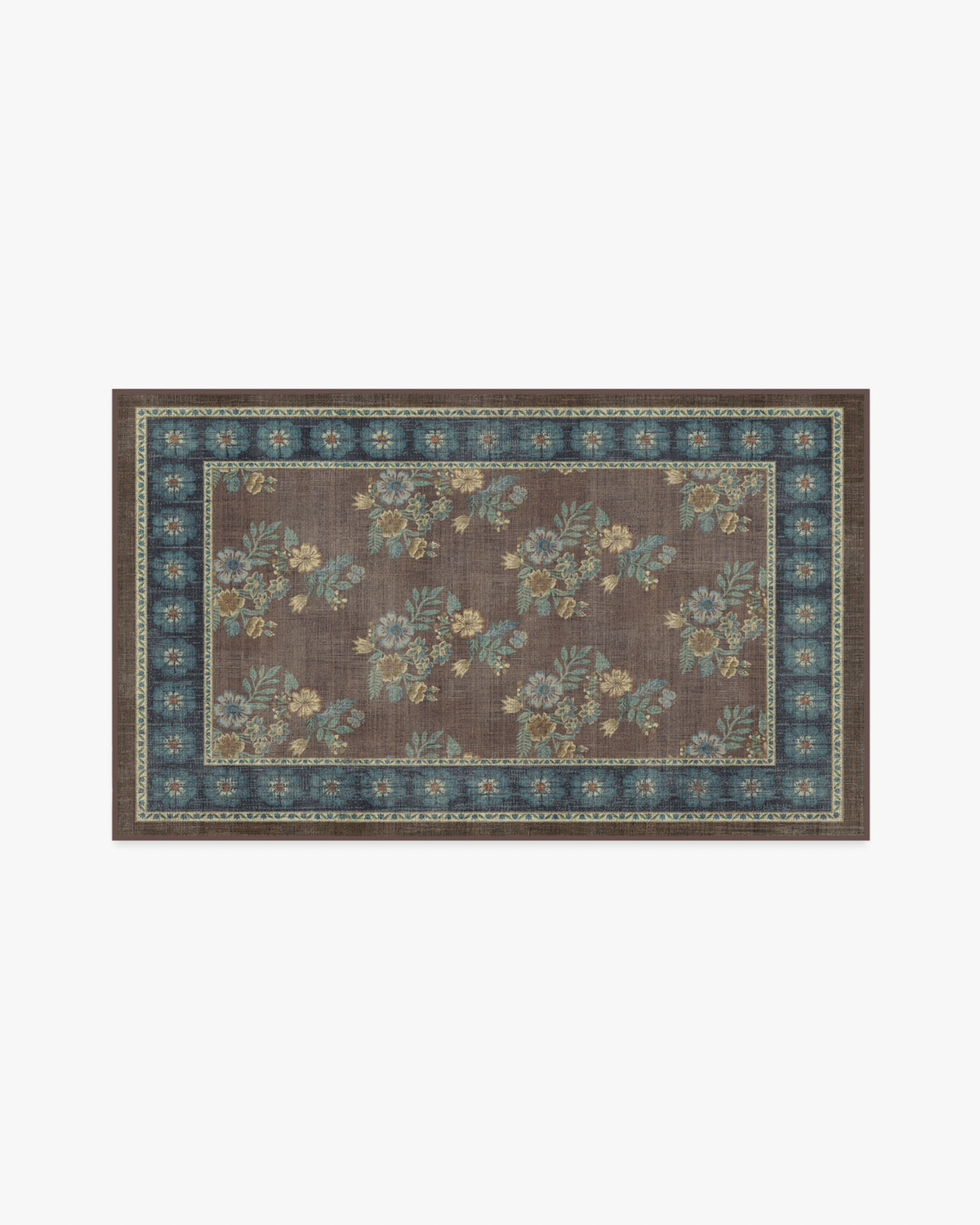 Pennywood — Halı, Kahverengi Mavi, AREA, beyaz zemin, 3x5