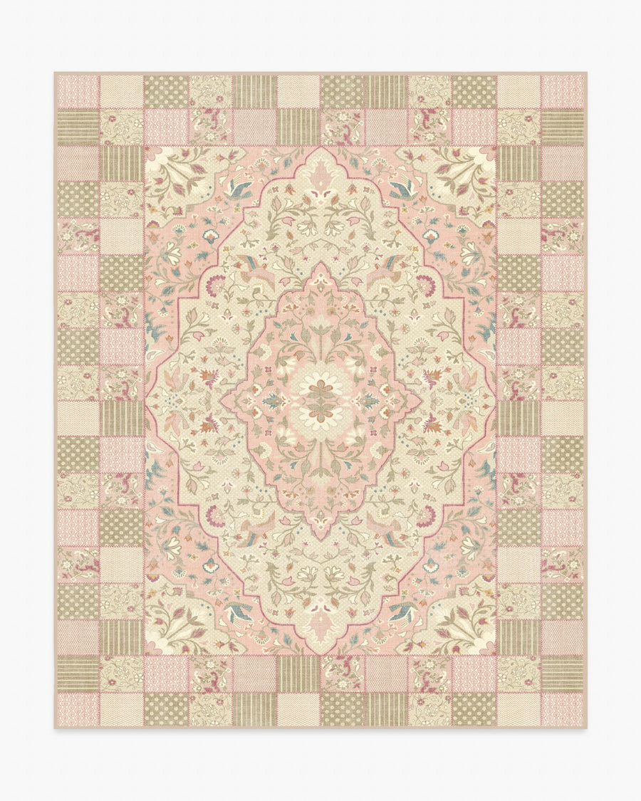 Playful Patchwork — Halı, Pembe, AREA, beyaz zemin, 8x10
