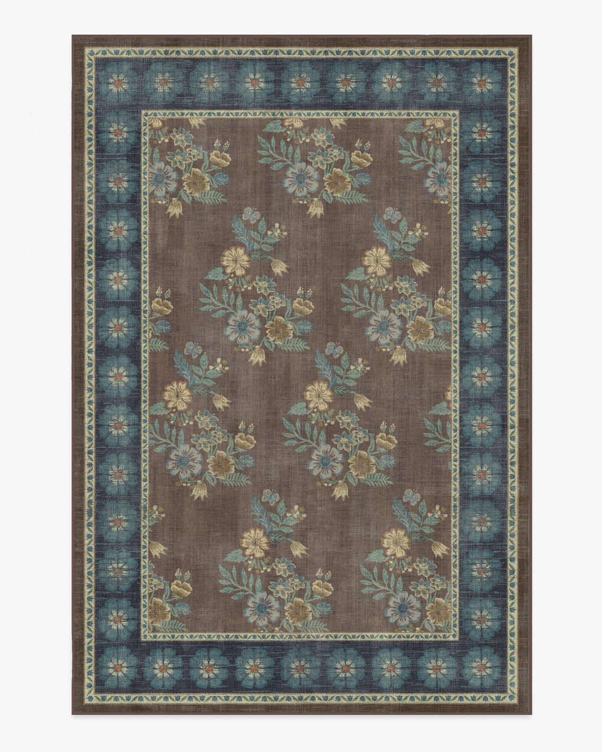 Pennywood — Halı, Kahverengi Mavi, AREA, beyaz zemin, 6x9