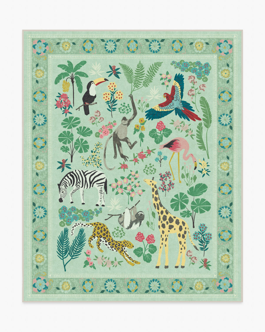 Jingle Jungle — Halı, Adaçayı, AREA, beyaz zemin, 8x10