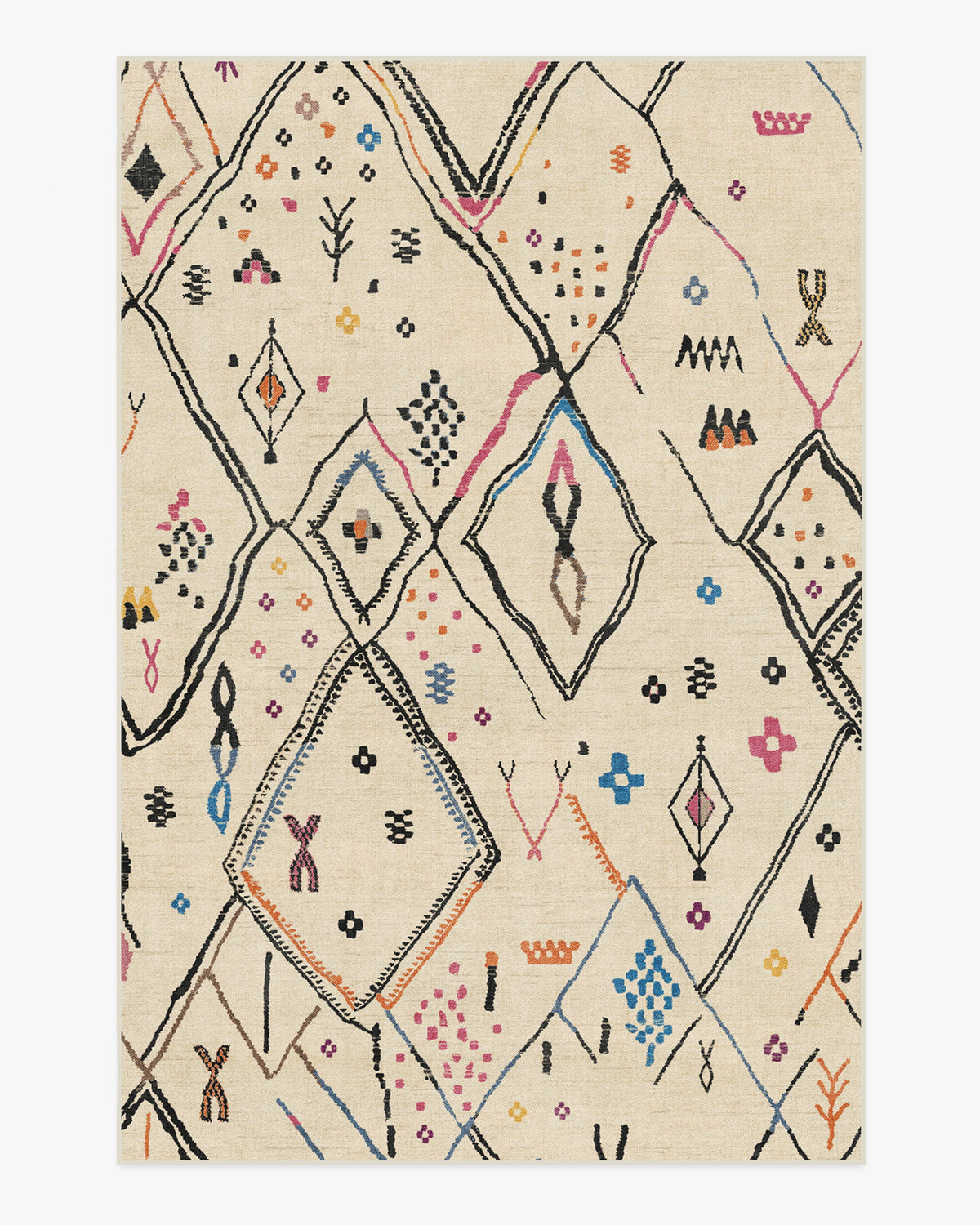 Pamir — Halı, Fildişi Çok Renkli, AREA, beyaz zemin, 6x9