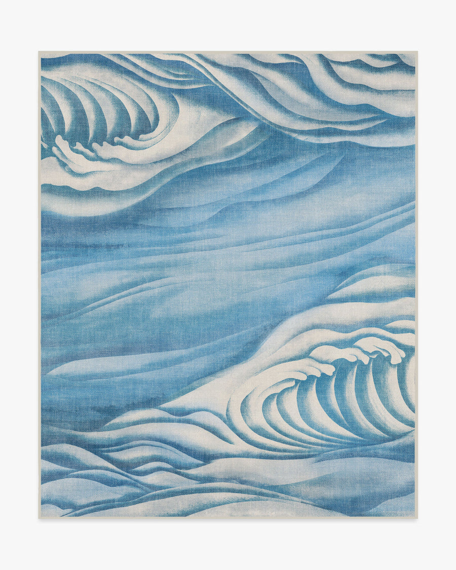 Waves — Halı, Yumuşak Mavi, AREA, beyaz zemin, 8x10