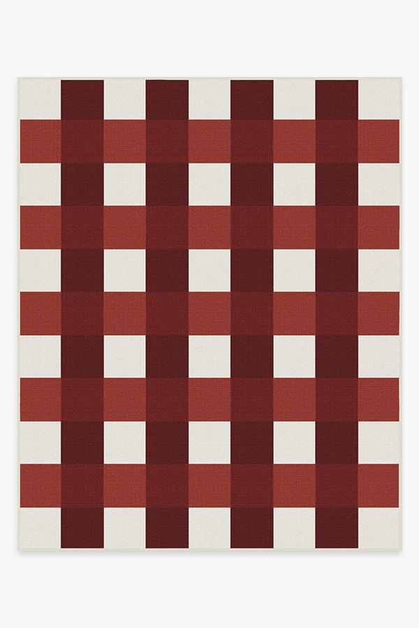 Gingham Plaid — Halı, Kırmızı Beyaz, AREA, beyaz zemin, 8x10