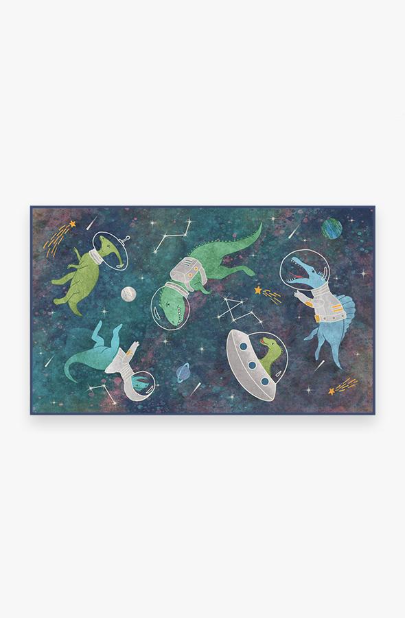 Dinosaurs In Space — Halı, Yeşil, AREA, beyaz zemin, 3x5