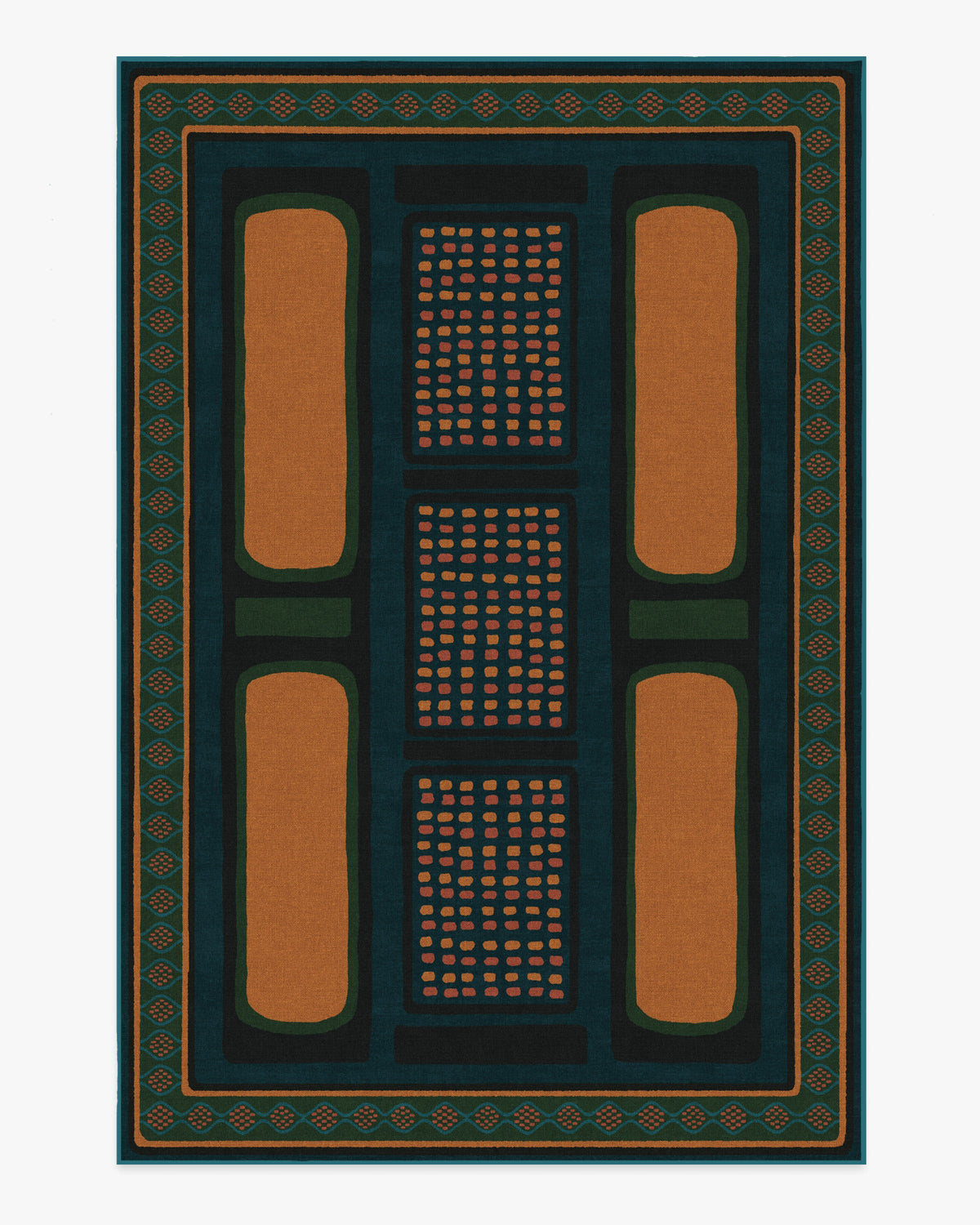 Nerissa — Halı, Turkuaz Altın, AREA, beyaz zemin, 6x9
