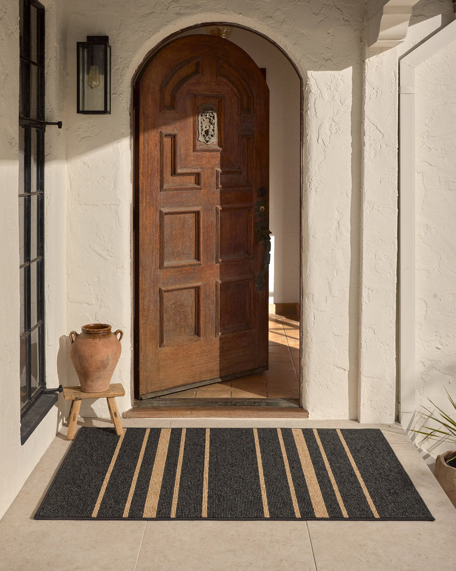 Arden Stripe Black Natural Performance Weave — Halı, Siyah, AREA, yaşam alanı, 3x5