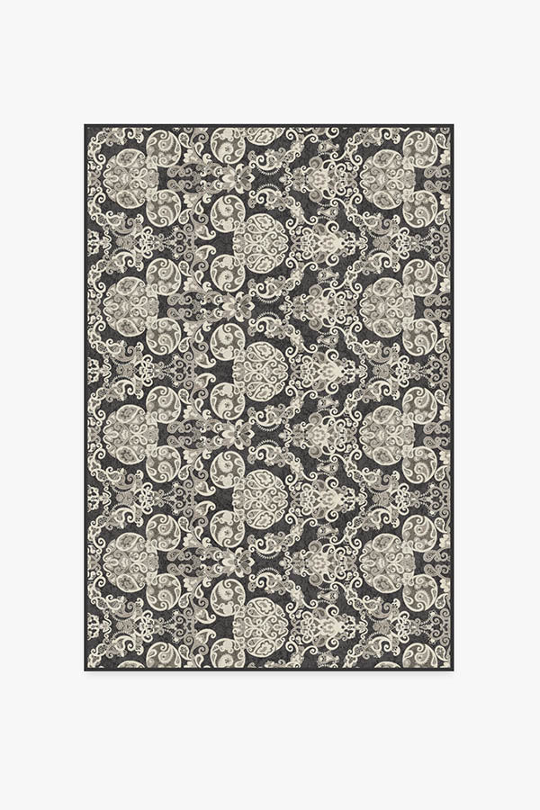 Mickey Damask — Halı, Antrasit, AREA, beyaz zemin, 4x6