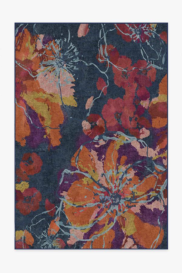 Watercolor Floral — Halı, Lacivert, AREA, beyaz zemin, 6x9