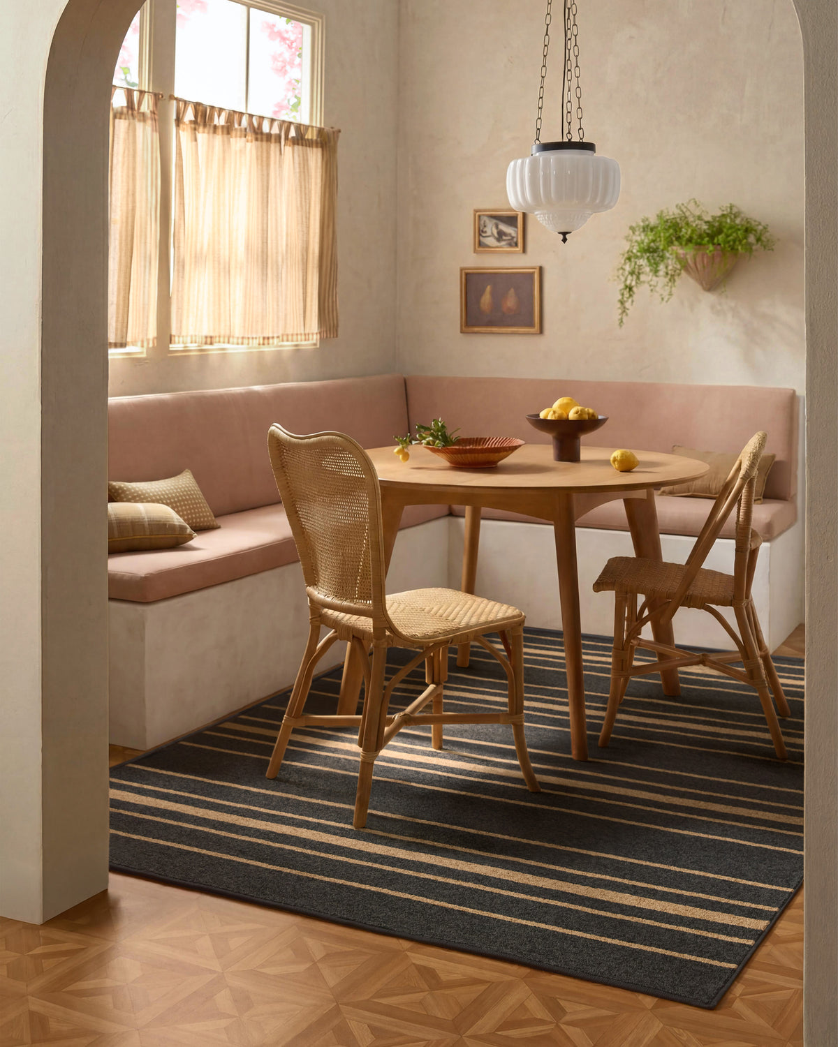 Arden Stripe Black Natural Performance Weave — Halı, Siyah, AREA, yaşam alanı, 6x9