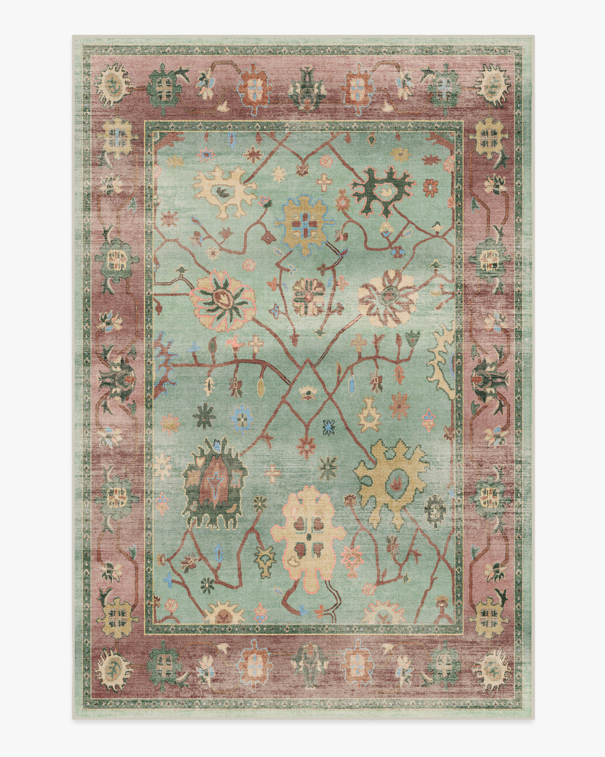 Jemima — Halı, Adaçayı Yeşil ve Kırmızı, AREA, beyaz zemin, 6x9
