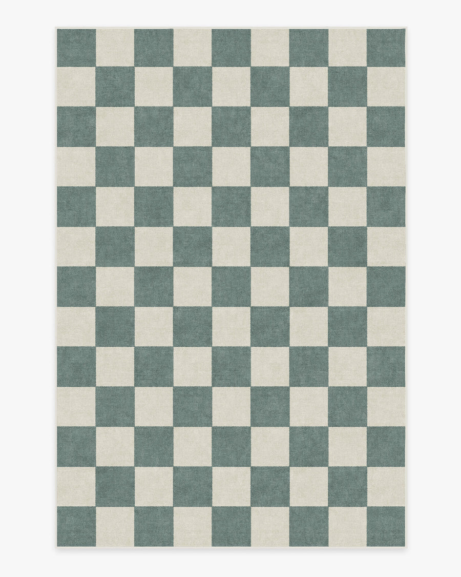 Jaque Checkered — Halı, Arduvaz Yeşil, AREA, beyaz zemin, 6x9