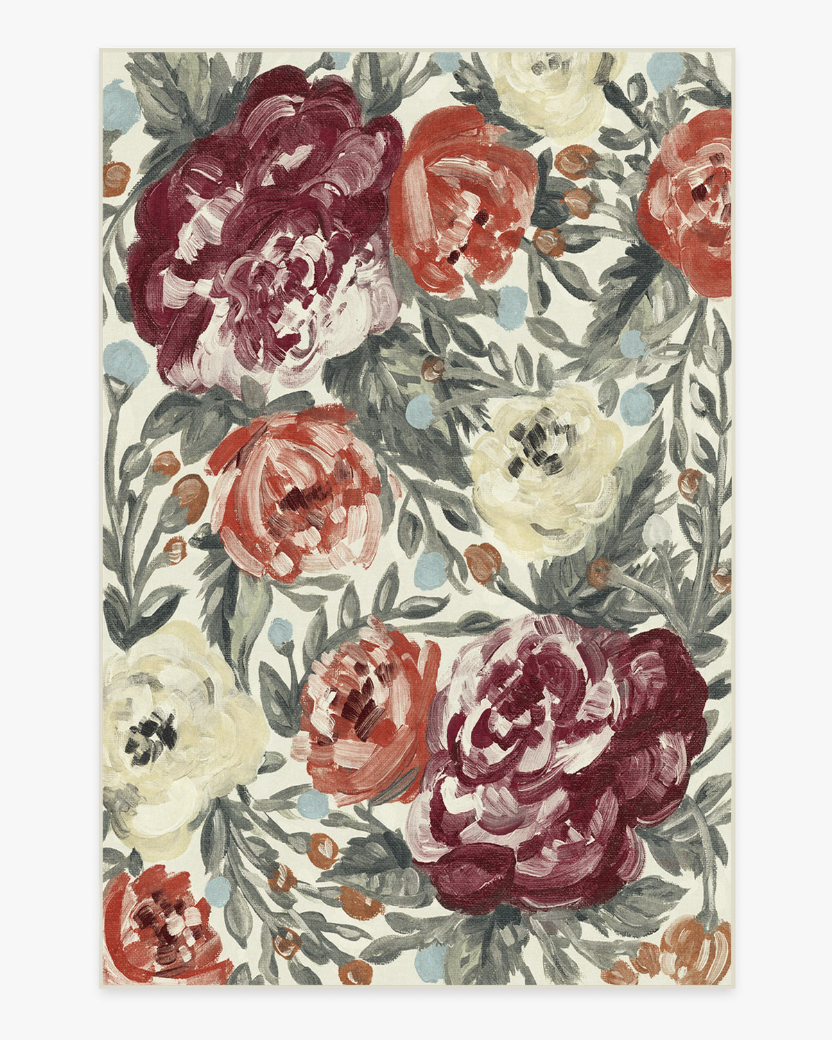 Camellia — Halı, Floral Currant Kırmızı, AREA, beyaz zemin, 6x9