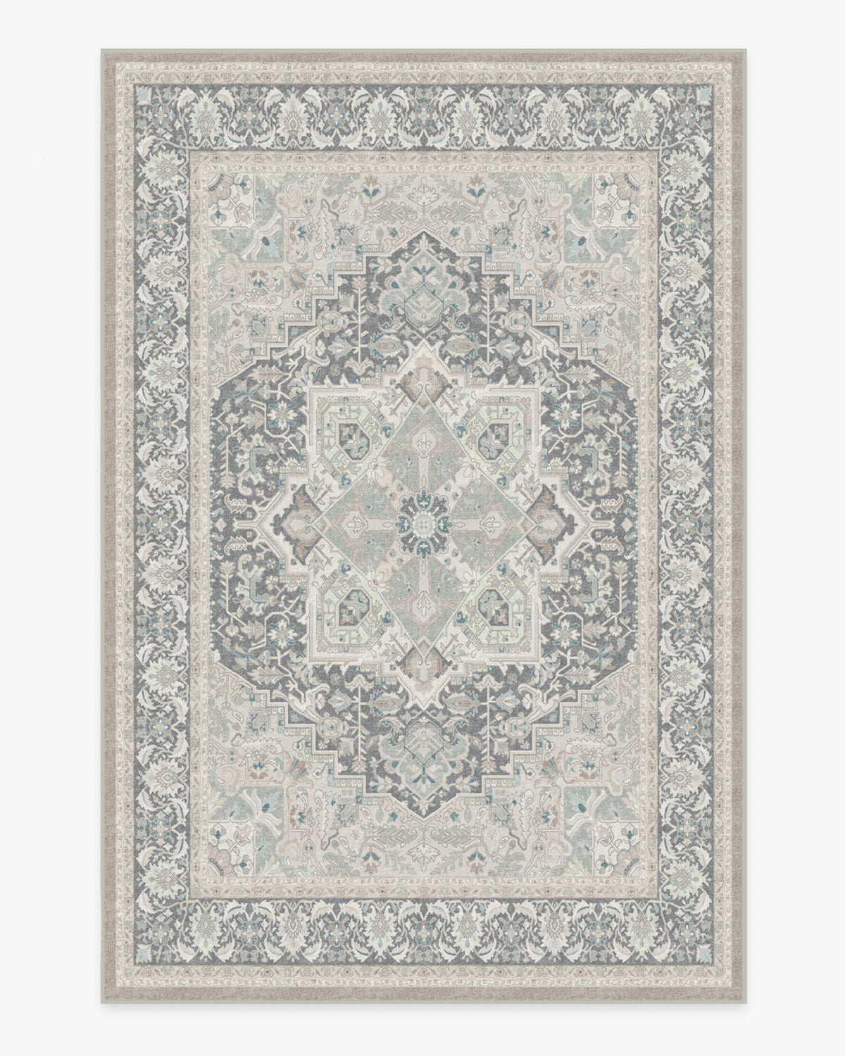 Hendesi Heriz — Halı, Abalone, AREA, beyaz zemin, 6x9