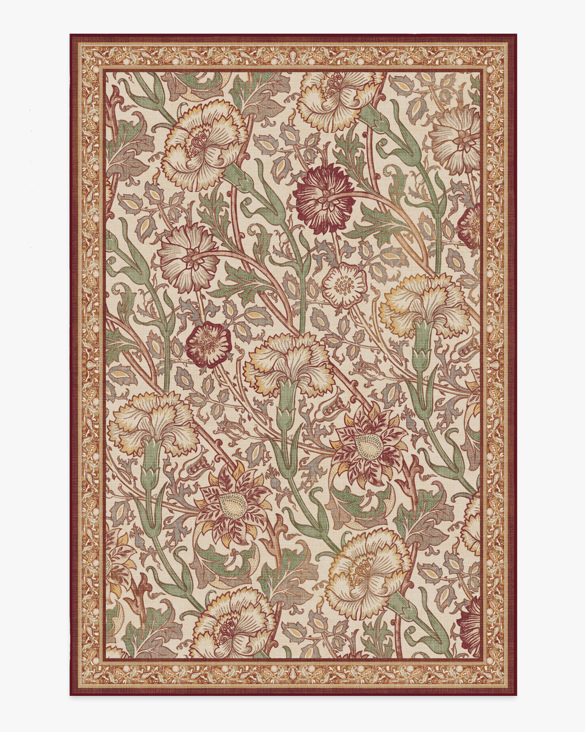 Morris And Co — Halı, Pembe Gül Bordo, AREA, beyaz zemin, 6x9