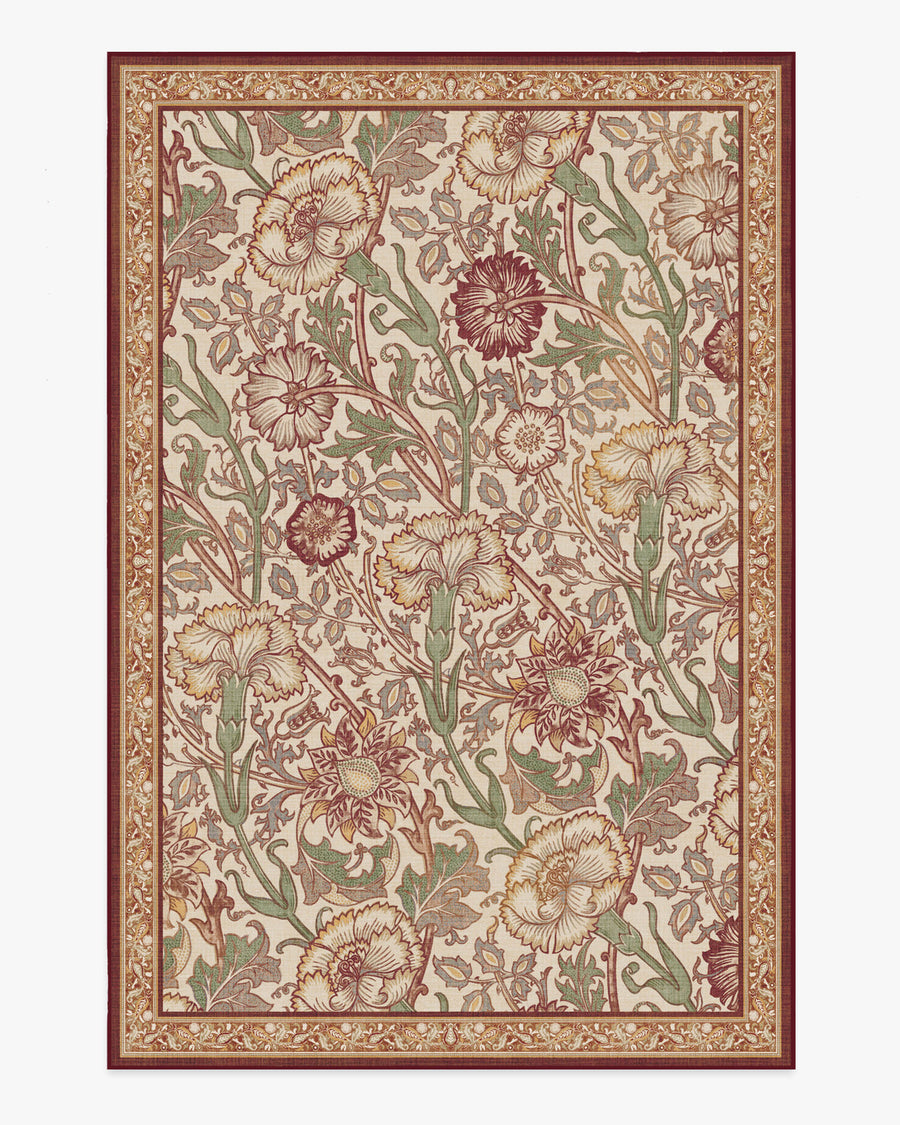 Morris And Co — Halı, Pembe Gül Bordo, AREA, beyaz zemin, 6x9