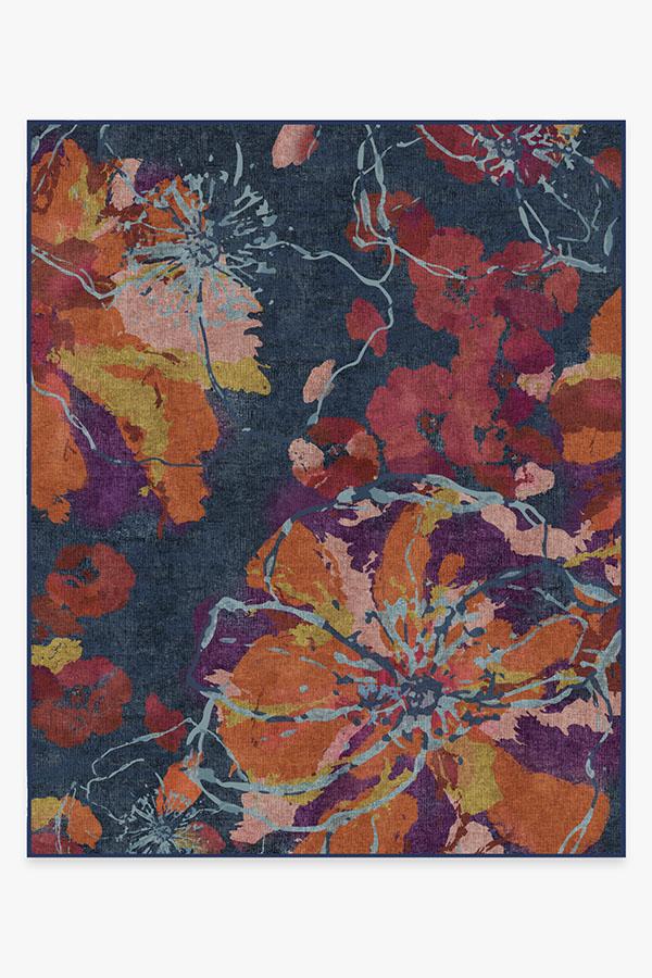 Watercolor Floral — Halı, Lacivert, AREA, beyaz zemin, 8x10