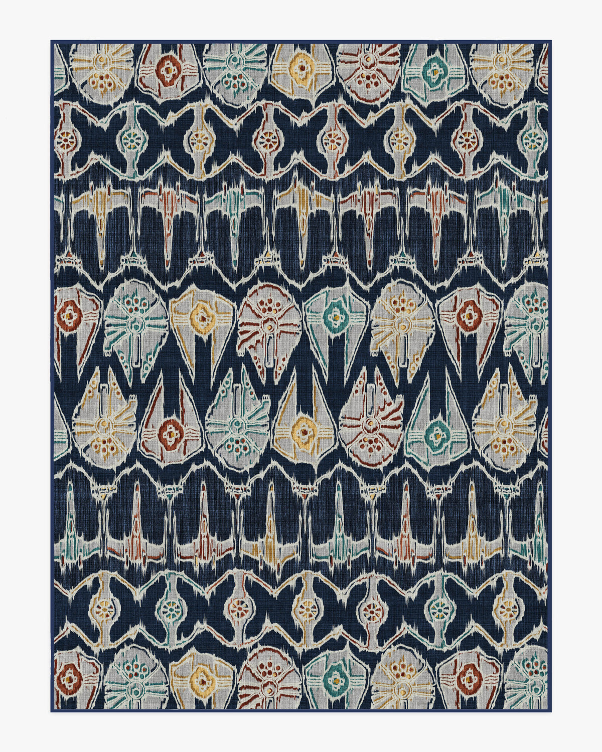 Corellian Ikat — Halı, Lacivert, AREA, beyaz zemin, 9x12