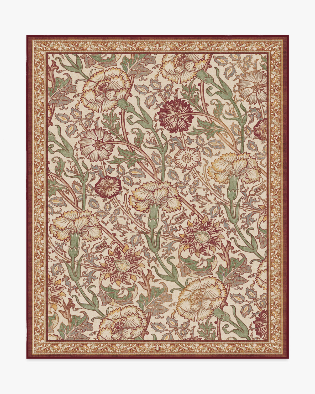 Morris And Co — Halı, Pembe Gül Bordo, AREA, beyaz zemin, 8x10