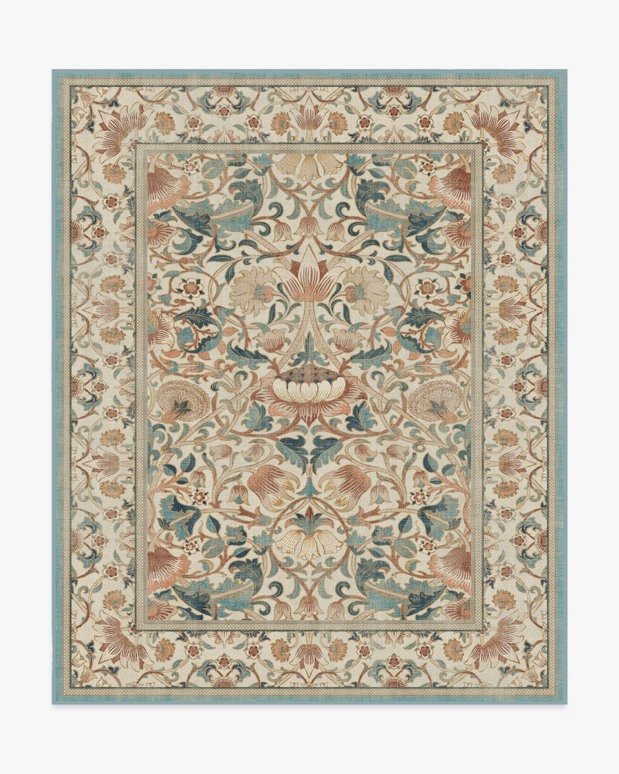 Morris And Co Lodden — Halı, Soft Gül Turkuaz, AREA, beyaz zemin, 8x10