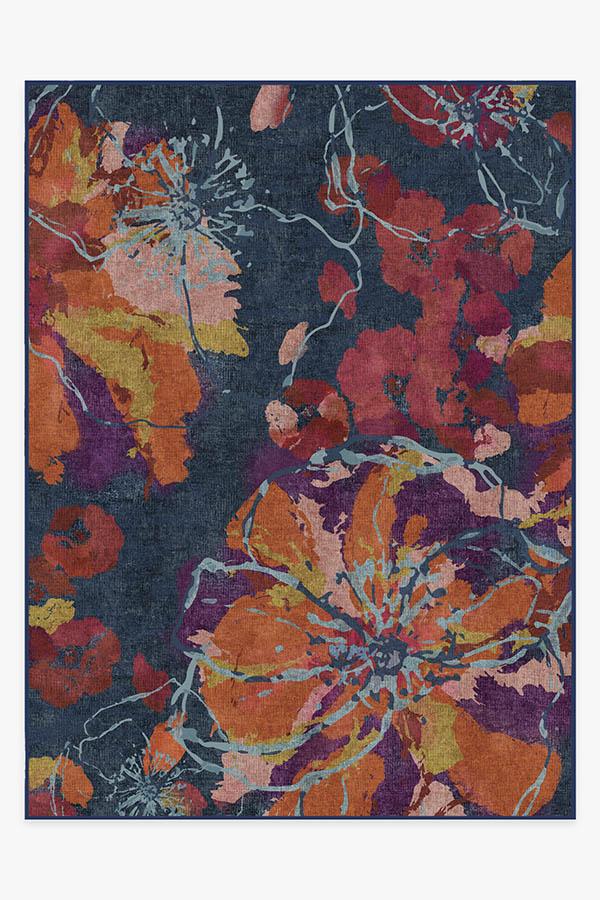 Watercolor Floral — Halı, Lacivert, AREA, beyaz zemin, 9x12
