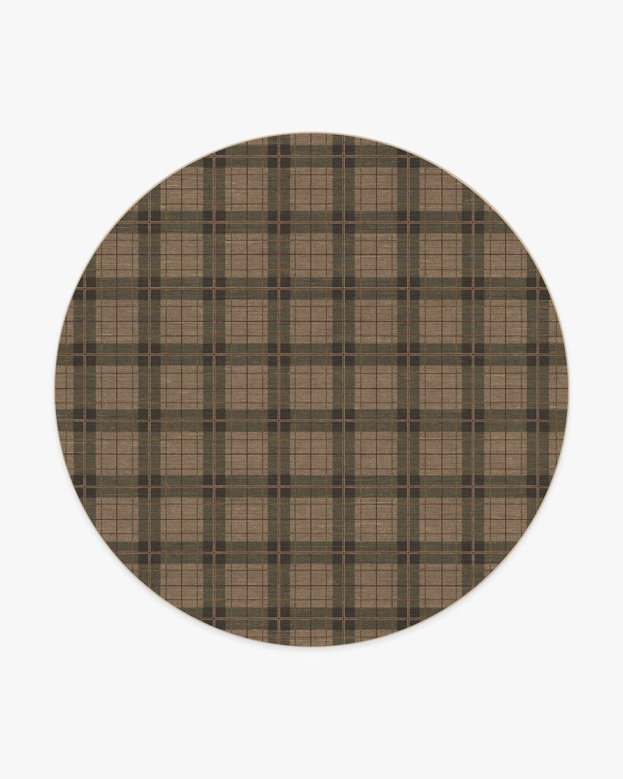 Alfie Plaid — Halı, Doğal Yeşil, ROUND, beyaz zemin, 8R