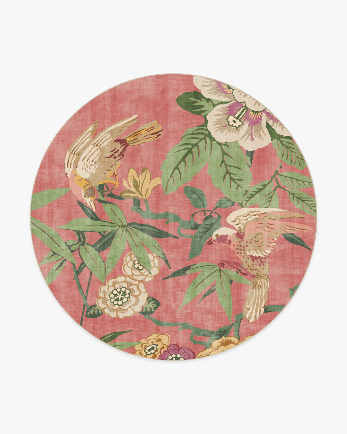 Bamboo Bird — Halı, Blossom Pembe, ROUND, beyaz zemin, 8R