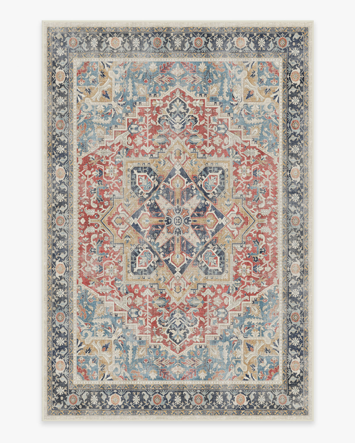 Kamran — Halı, Cayenne Kırmızı ve Mavi, AREA, beyaz zemin, 6x9