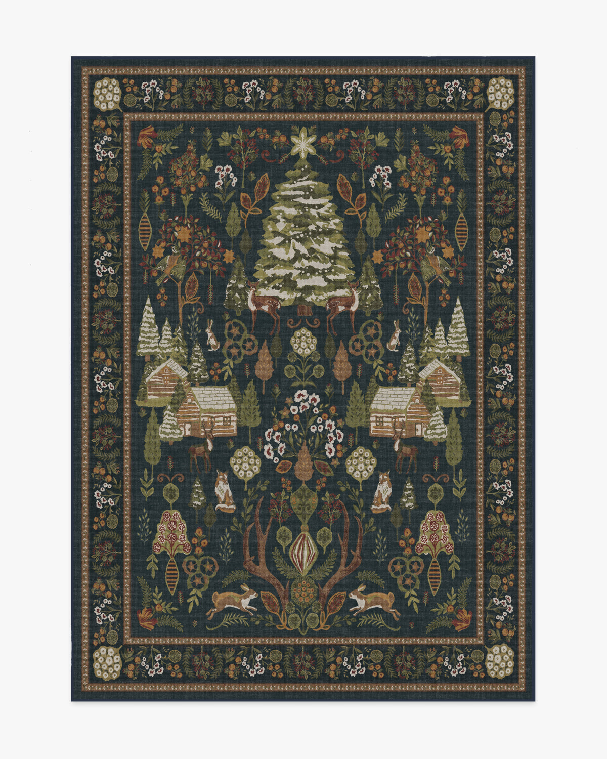 Juniper — Halı, Gece Mavisi, AREA, beyaz zemin, 5x7