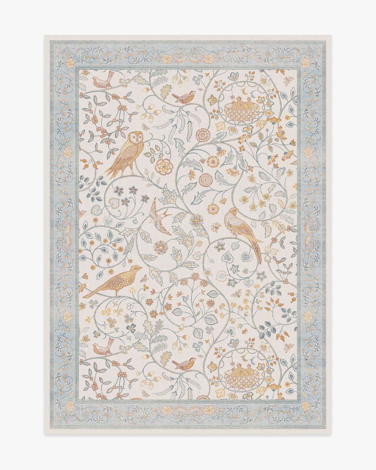 Morris And Co Newill — Halı, Fildişi Mavisi, AREA, beyaz zemin, 5x7