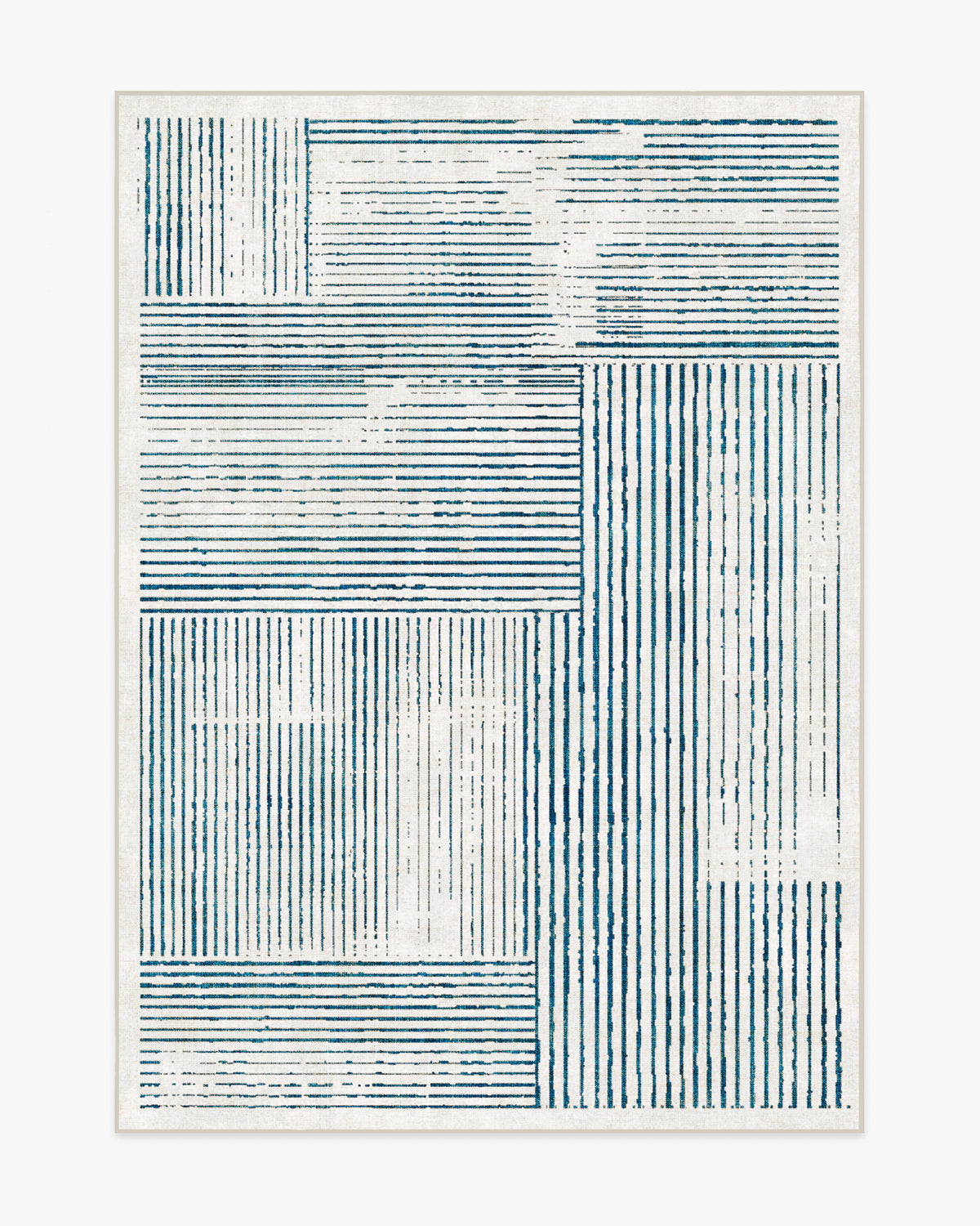 Linear Oasis — Halı, Fildişi ve Mavi, AREA, beyaz zemin, 5x7