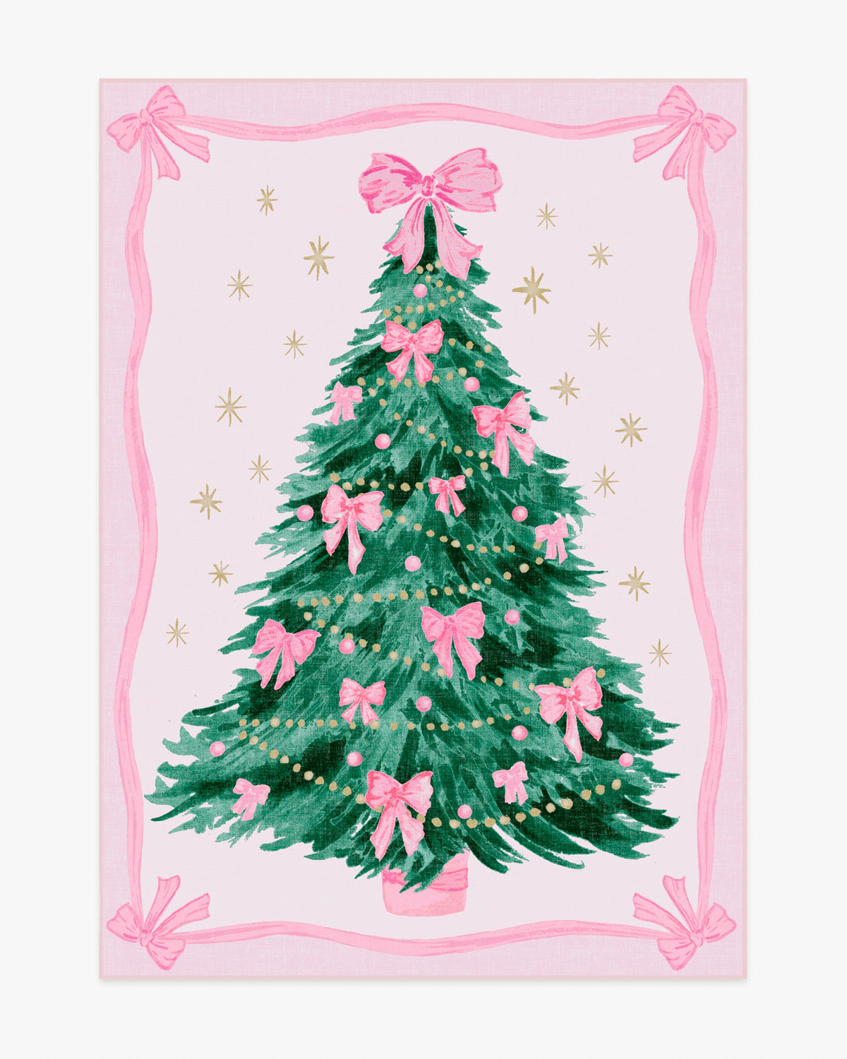 Bella Bows — Halı, Yeşil ve Pembe, AREA, beyaz zemin, 5x7