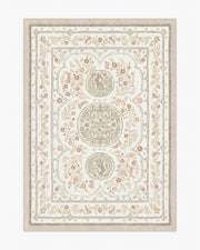Twin Bunny Border — Halı, Doğal, AREA, beyaz zemin, 5x7