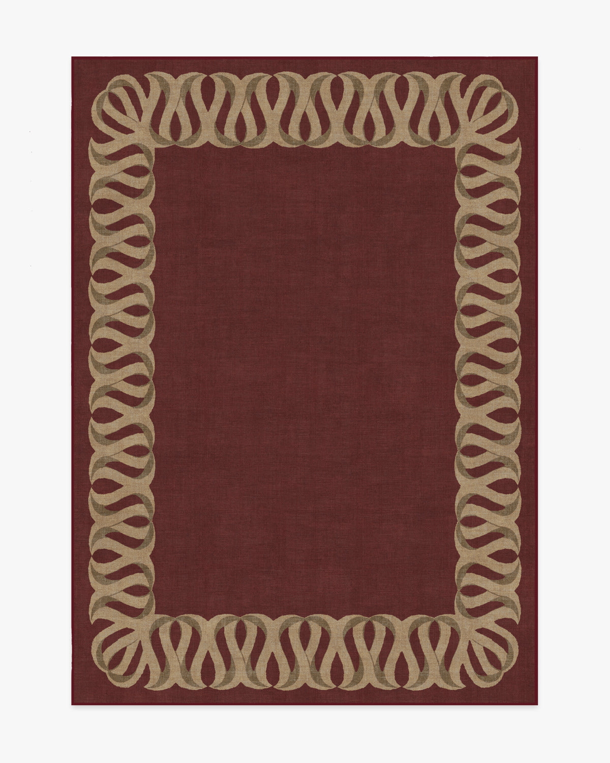 Ribbon Border — Halı, Kırmızı Doğal, AREA, beyaz zemin, 5x7